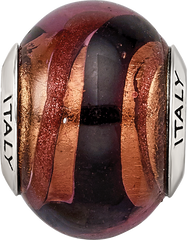 Sterling Silver Murano Glass Bead with Copper and Black Finish