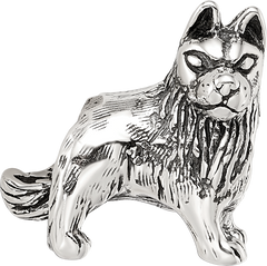 Sterling Silver 925 German Shepherd Bead with Antiqued Finish, Solid Cast Design