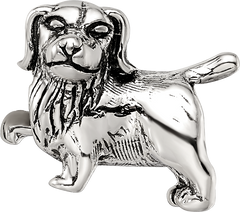 Sterling Silver 925 Golden Retriever Bead with Antiqued Finish Casted Solid Design