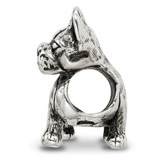 Sterling Silver 925 Boston Terrier Bead with Antiqued Finish Lifelike Pet Tribute