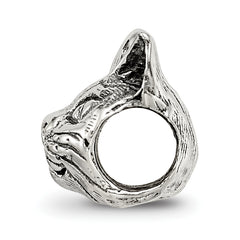 Sterling Silver 925 Maine Coon Cat Head Bead with Antiqued Finish Timeless Feline Elegance