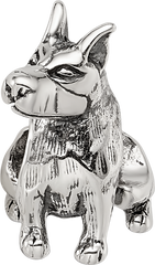 **Sterling Silver 925 Doberman Pinscher Bead with Antiqued Finish for Charm Bracelet**