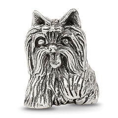 Sterling Silver 925 Yorkshire Terrier Bead with Antiqued Finish Elegant Pet Tribute