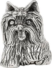 Sterling Silver 925 Yorkshire Terrier Bead with Antiqued Finish Elegant Pet Tribute