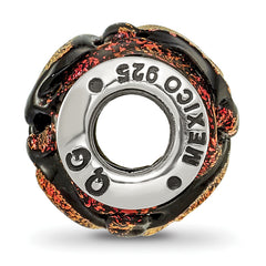 **Sterling Silver 925 Orange Dichroic Glass Bead with Polished Finish Elegant Design**