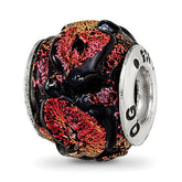 Sterling Silver Reflections Orange Dichroic Glass Bead