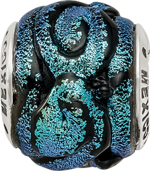 Sterling Silver Blue Dichroic Glass Bead with Polished Finish Elegant, Versatile Charm