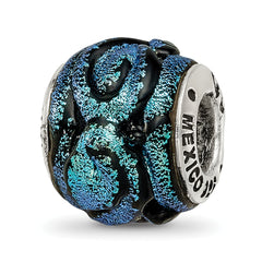 Sterling Silver Reflections Blue Dichroic Glass Bead