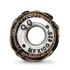 Sterling Silver 925 Purple Dichroic Glass Bead with Polished Finish and Elegant Shine