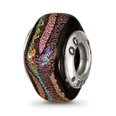 Sterling Silver Reflections Purple Square Dichroic Glass Bead