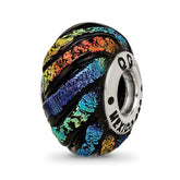 Sterling Silver Reflections Rainbow Swirl Dichroic Glass Bead