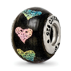 Sterling Silver Reflections Pink/Purple Hearts Dichroic Glass Bead