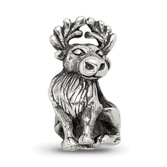 Sterling Silver 925 Moose Bead with Antiqued Finish Solid Cast