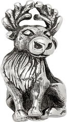 Sterling Silver 925 Moose Bead with Antiqued Finish Solid Cast