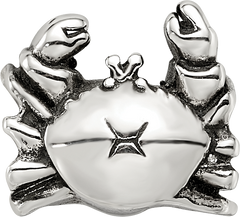 Sterling Silver 925 Antiqued Crab Themed Bead for Elegant Charm Bracelets