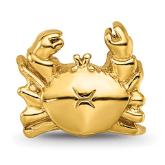925 Sterling Silver Gold-Plated Crab Bead with Polished Finish Nautical Theme