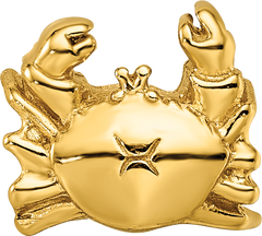 925 Sterling Silver Gold-Plated Crab Bead with Polished Finish Nautical Theme