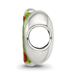 Sterling Silver 925 Enameled Hot Dog Bead with Antiqued Finish Fun Themed Design