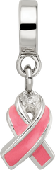 Sterling Silver 925 Enameled Awareness Dangle Bead with Antiqued Finish