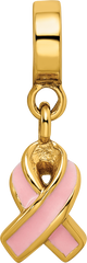 925 Sterling Silver Gold-Plated Awareness Dangle Bead with Enamel Accent Polished Finish