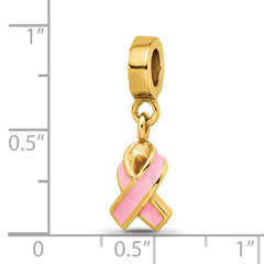925 Sterling Silver Gold-Plated Awareness Dangle Bead with Enamel Accent Polished Finish