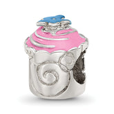 Sterling Silver Reflections Pink Enameled Cupcake Bead