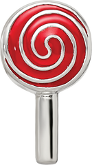 Sterling Silver 925 Enameled Lollipop Bead with Antique Finish Solid and Themed Design