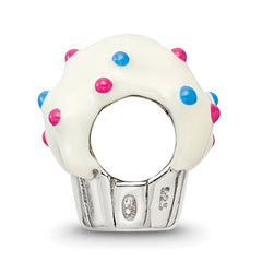 Sterling Silver 925 Enameled Cupcake Bead with Antique Finish