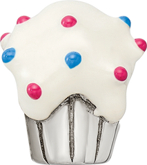 Sterling Silver 925 Enameled Cupcake Bead with Antique Finish