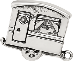 Sterling Silver 925 Camper Trailer Bead with Antiqued Finish Solid