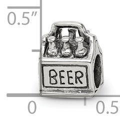 Sterling Silver 925 Antiqued Beer Bead Charm for Themed Jewelry Design