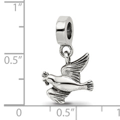 Sterling Silver 925 Antiqued Dove Dangle Bead by Sophia Jewelers