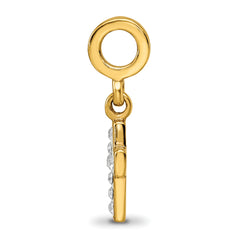 Sterling Silver Gold-Plated Crystal Cross Dangle Bead with Polished Finish