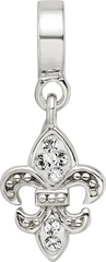 Sterling Silver 925 Fleur De Lis Bead with Clear Crystal Antiqued Finish