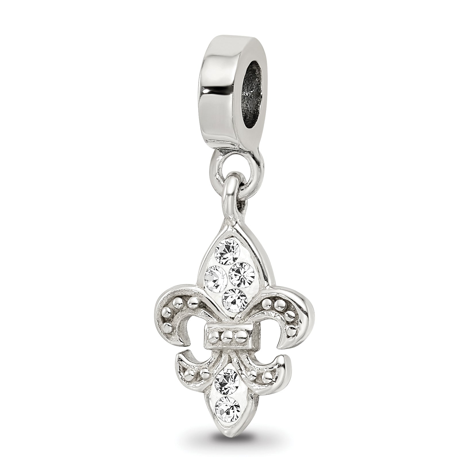 Sterling Silver Reflections Clear Preciosa Crystal Fleur De Lis Bead