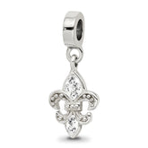 Sterling Silver Reflections Clear Preciosa Crystal Fleur De Lis Bead