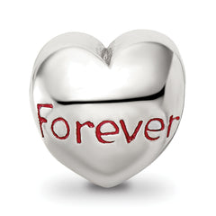 Sterling Silver 925 Enameled Heart Bead with Antiqued Finish Theme Design