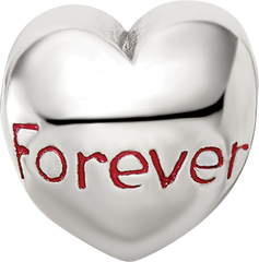 Sterling Silver 925 Enameled Heart Bead with Antiqued Finish Theme Design