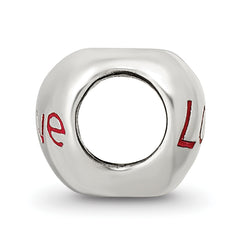 Sterling Silver 925 Love Heart Bead with Enameled Antiqued Finish