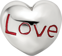 Sterling Silver 925 Love Heart Bead with Enameled Antiqued Finish