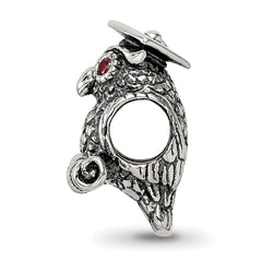 Sterling Silver 925 Antiqued Wise Owl Bead Solid Casted Charm