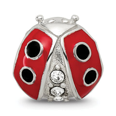 Sterling Silver 925 Enameled Ladybug Bead with Preciosa Crystal Charm