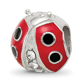 Sterling Silver Reflections Enameled Ladybug w/ Preciosa Crystal Bead