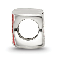 Sterling Silver 925 Canada Flag Bead with Enameled Finish Solid