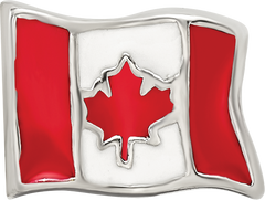 Sterling Silver 925 Canada Flag Bead with Enameled Finish Solid