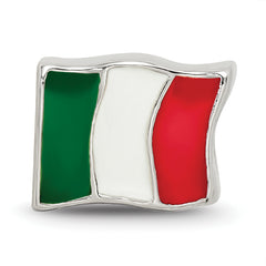 Sterling Silver 925 Italy Flag Bead with Antiqued Finish Solid Themed Design