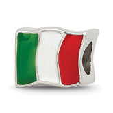Sterling Silver Reflections Enameled Italy Flag Bead