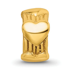 Sterling Silver Gold-Plated Heart Bead with Polished Finish Elegant Charm
