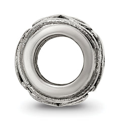 Sterling Silver 925 Heart Bead with Antiqued Finish Solid