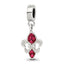 Sterling Silver Reflections Red Preciosa Crystal Fleur De Lis Dangle Bead